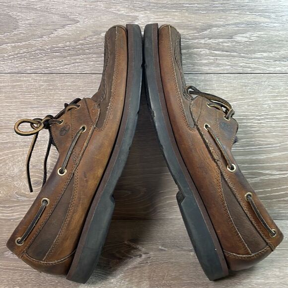 Timberland Brown Leather Mens Size 12M 2-Eye Lace Up Moccasin Boat Shoe 71024 - Picture 10 of 12